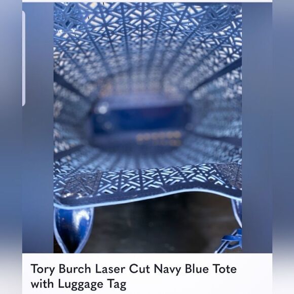 TORY BURCH LASER BLUE TOTE WITH LUGGAGE TAG!!! BEST IN BAGS PARTY 10/30πππ - Picture 4 of 6